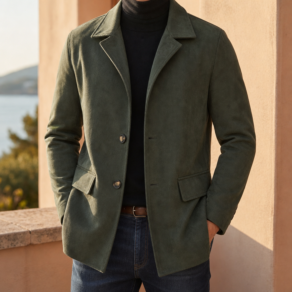 Apt Slim Notch Lapel Overcoat in Sage Green