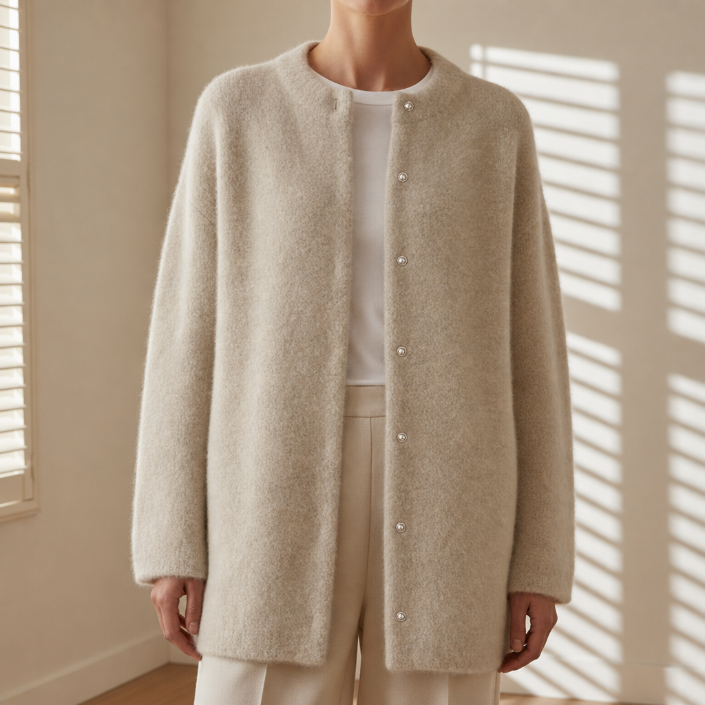 Ierapetra Oversized Wool Cardigan in Beige