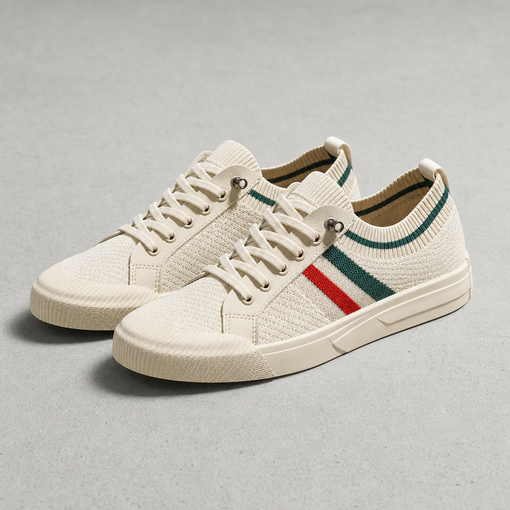 Chania Striped Knit Sneakers in Beige