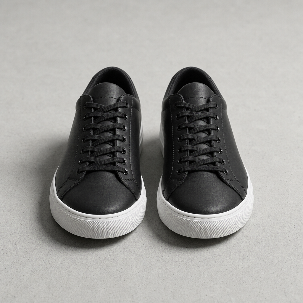 Assisi Black Low-Top Sneakers in Black