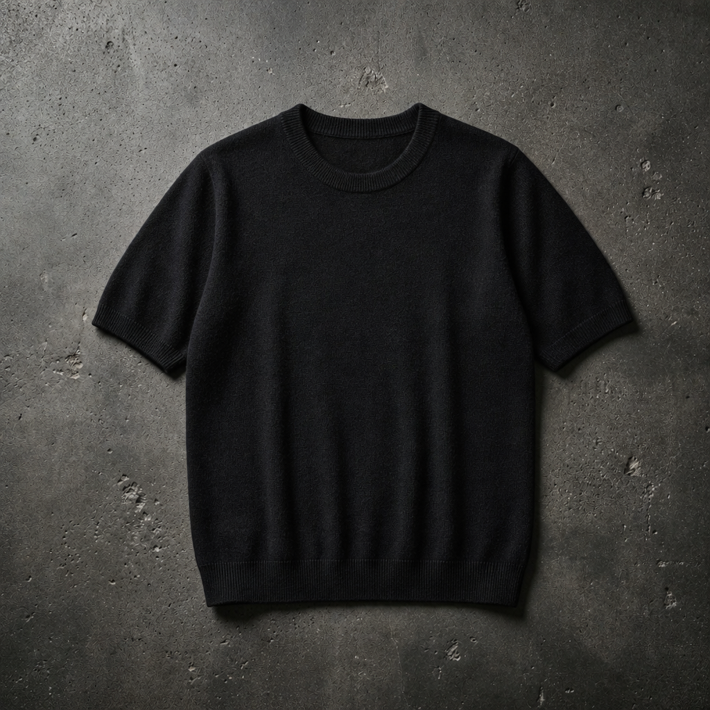 Thassos Cashmere Knit Tee in Black