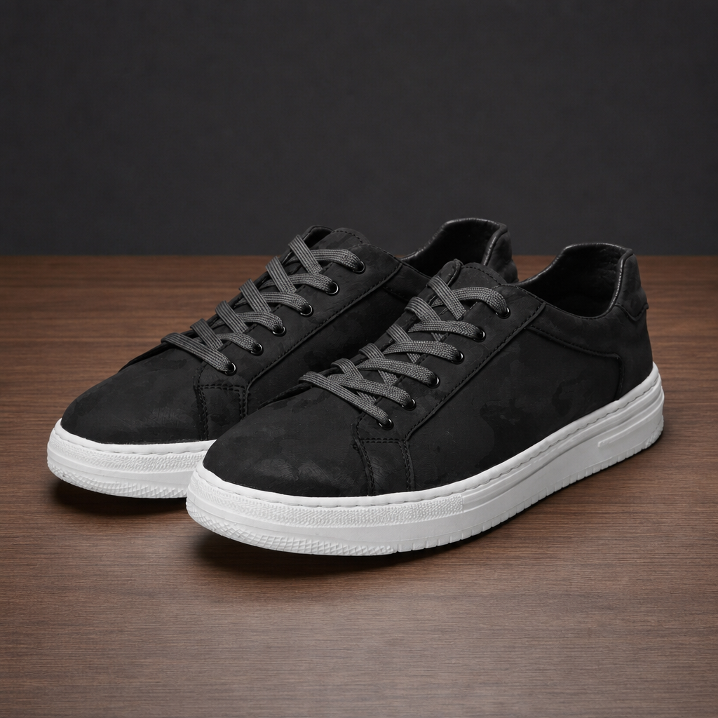 Roussillon Camo Leather Sneakers in Black