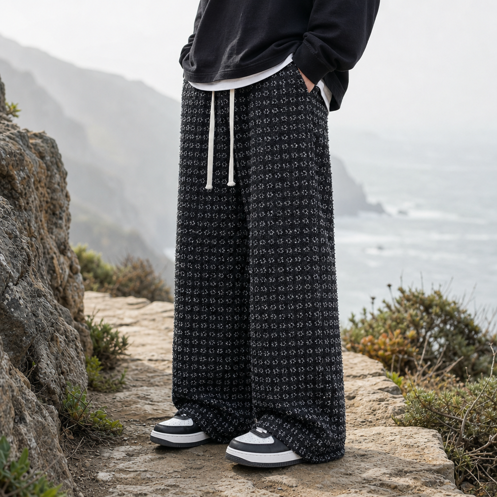 Sperlonga Textured Wide-Leg Pants in Black