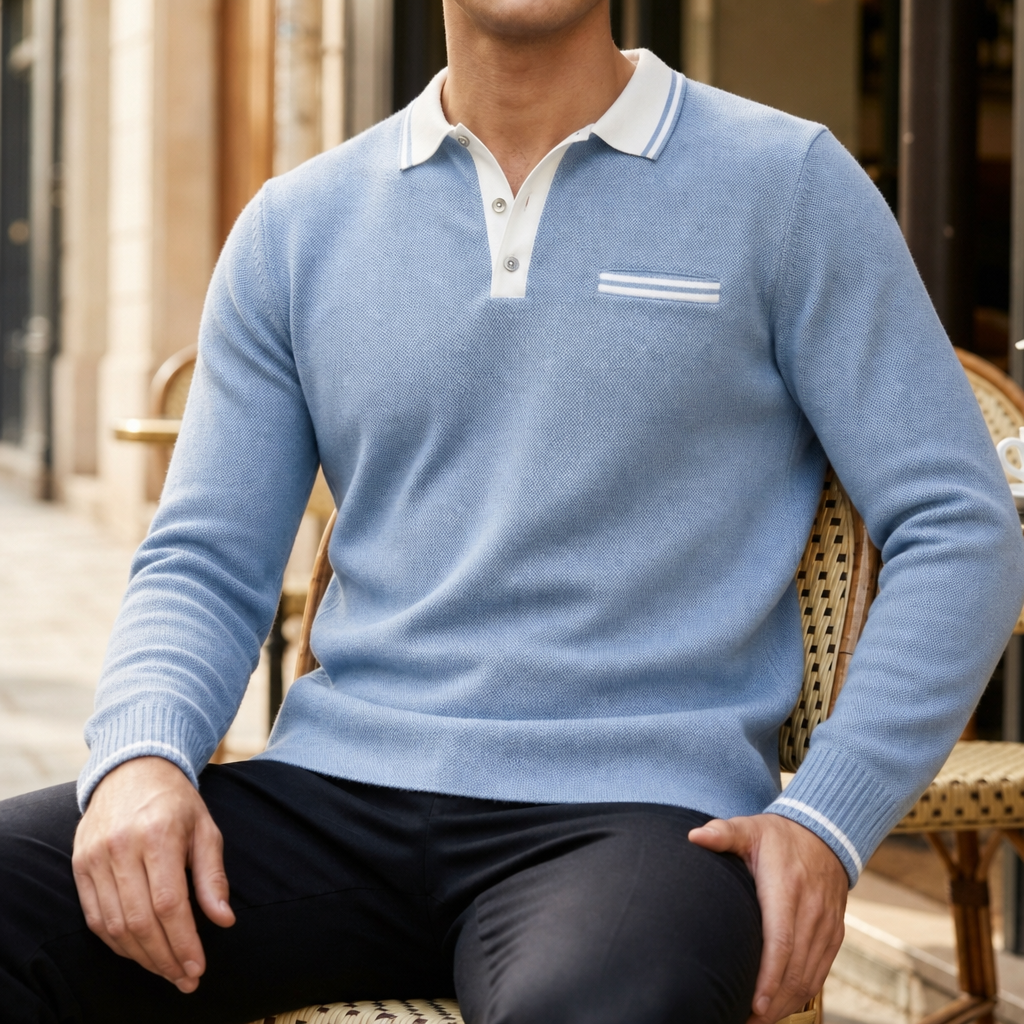 Salamanca Contrast Trim Polo in Blue