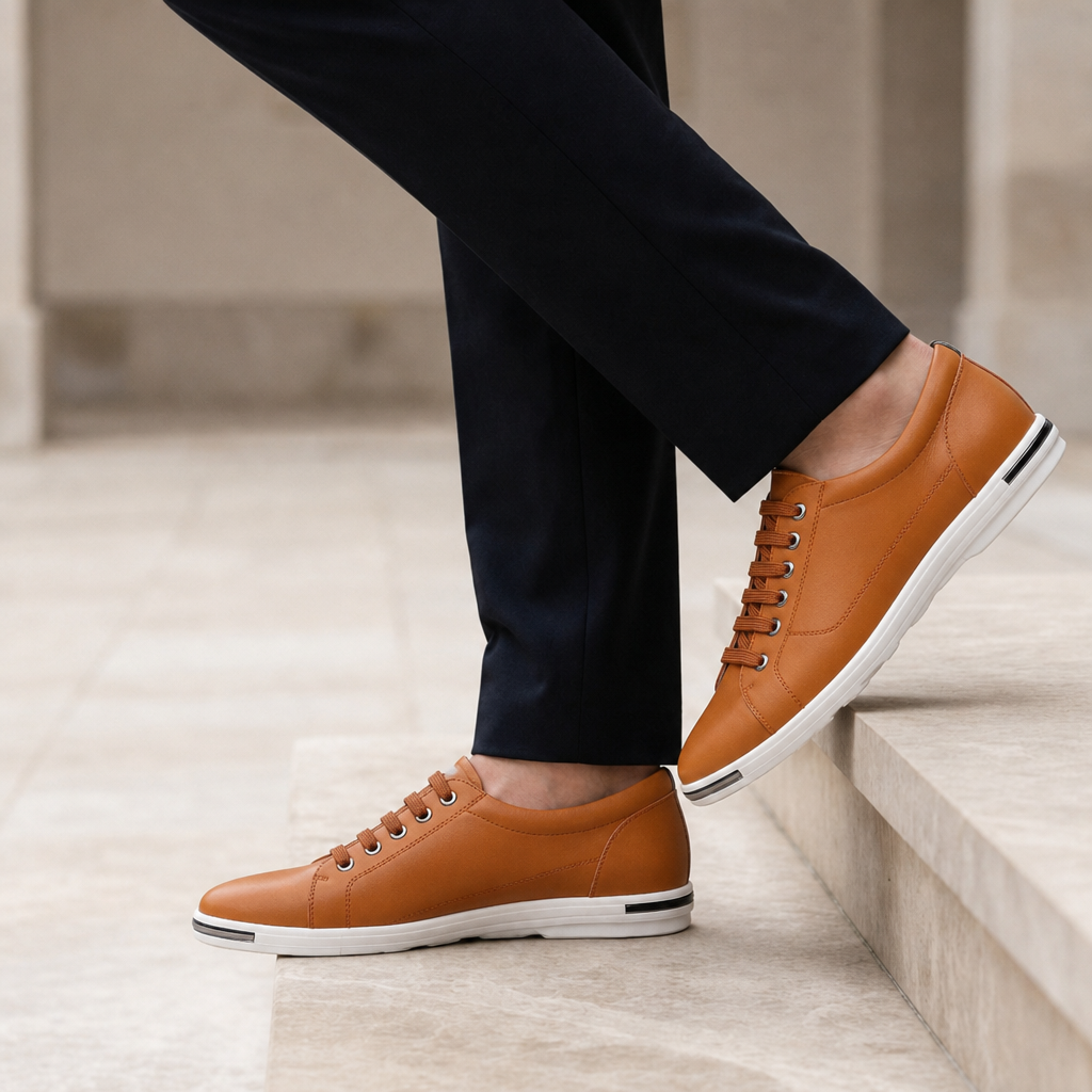 Cassis Leather Casual Sneakers in Cognac Brown