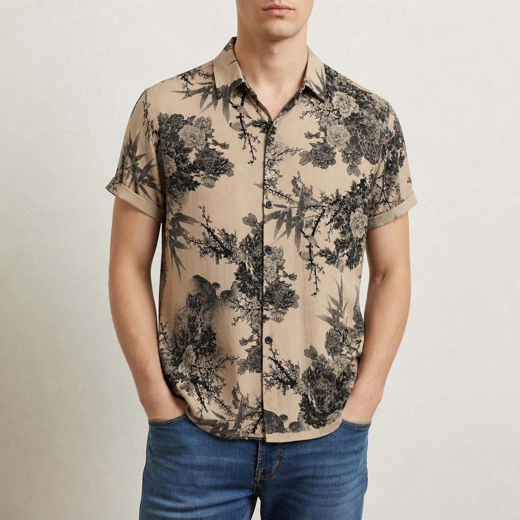 Noto Vintage Floral Shirt in Brown