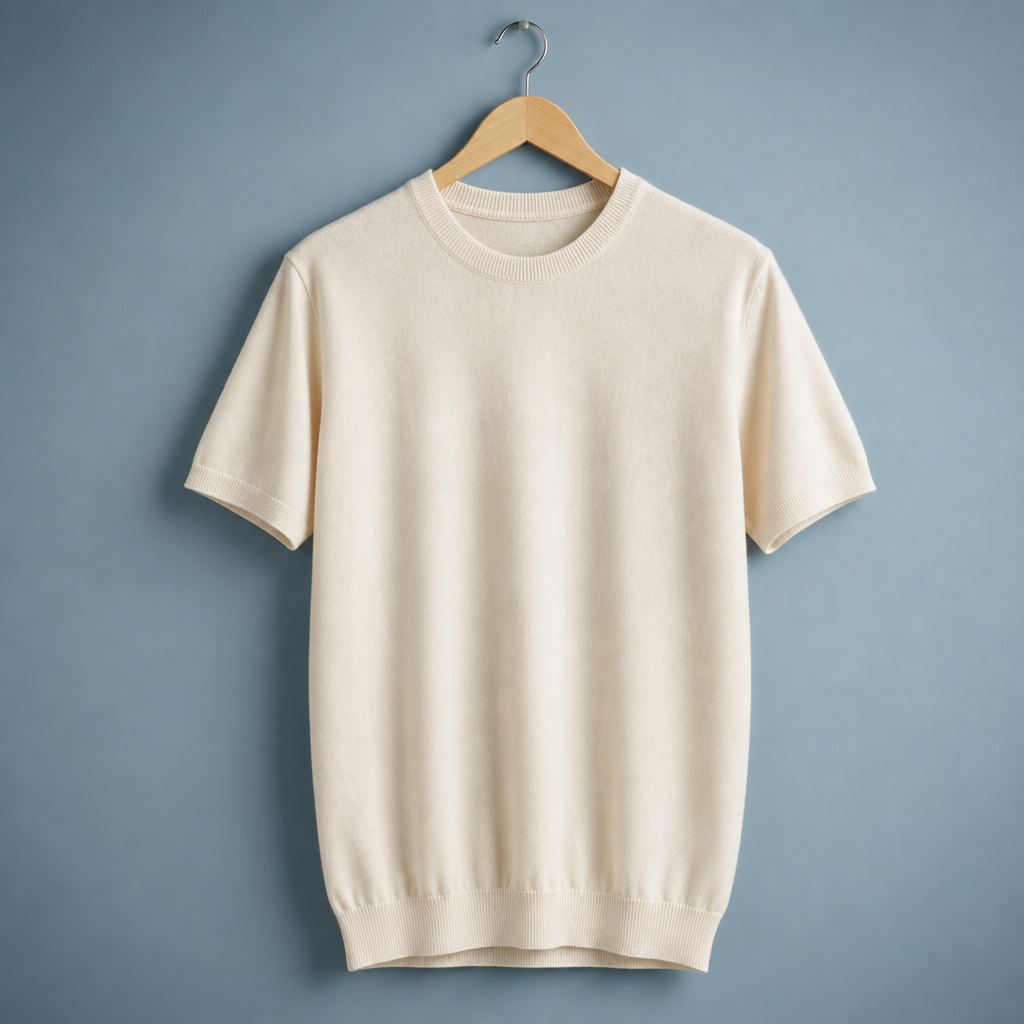Meteora Cashmere Blend Knit Tee in Cream