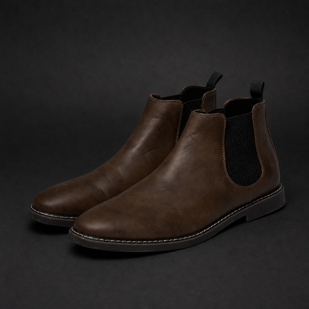 Antiparos Leather Chelsea Boots in Dark Brown