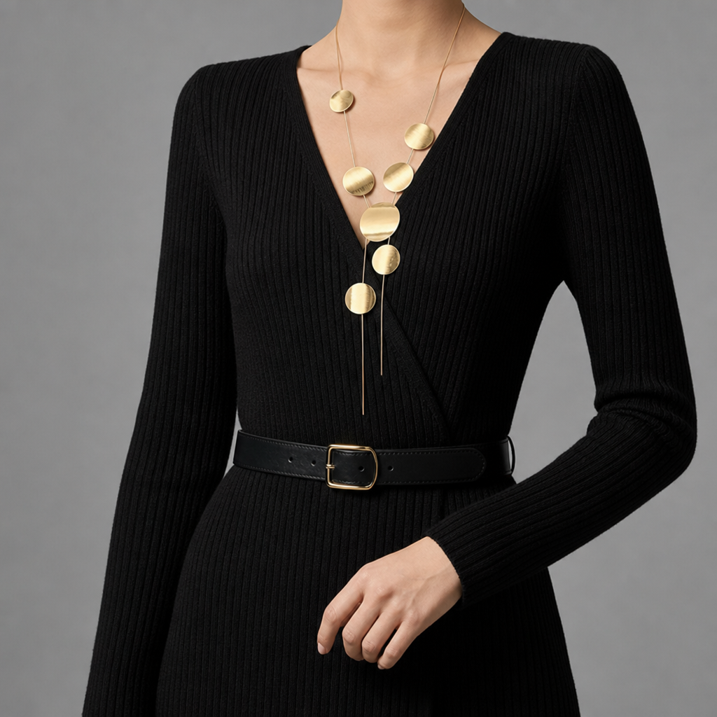 Gordes Gold Disc Drop Necklace in Gold