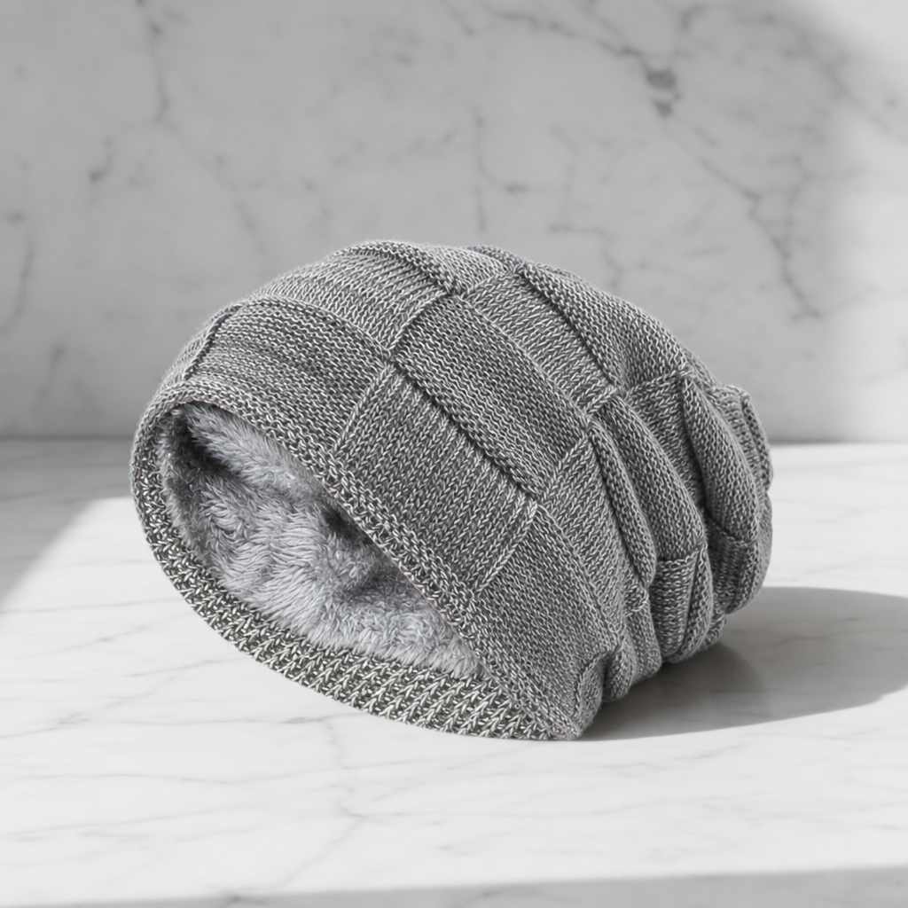 Makarska Fleece Lined Slouchy Beanie in Gray