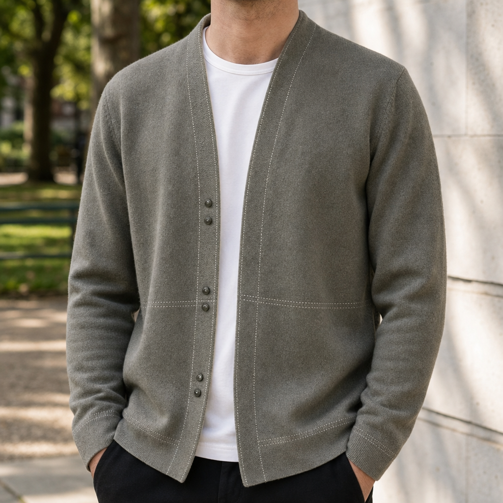 Sorrento Wool Knit Cardigan in Gray