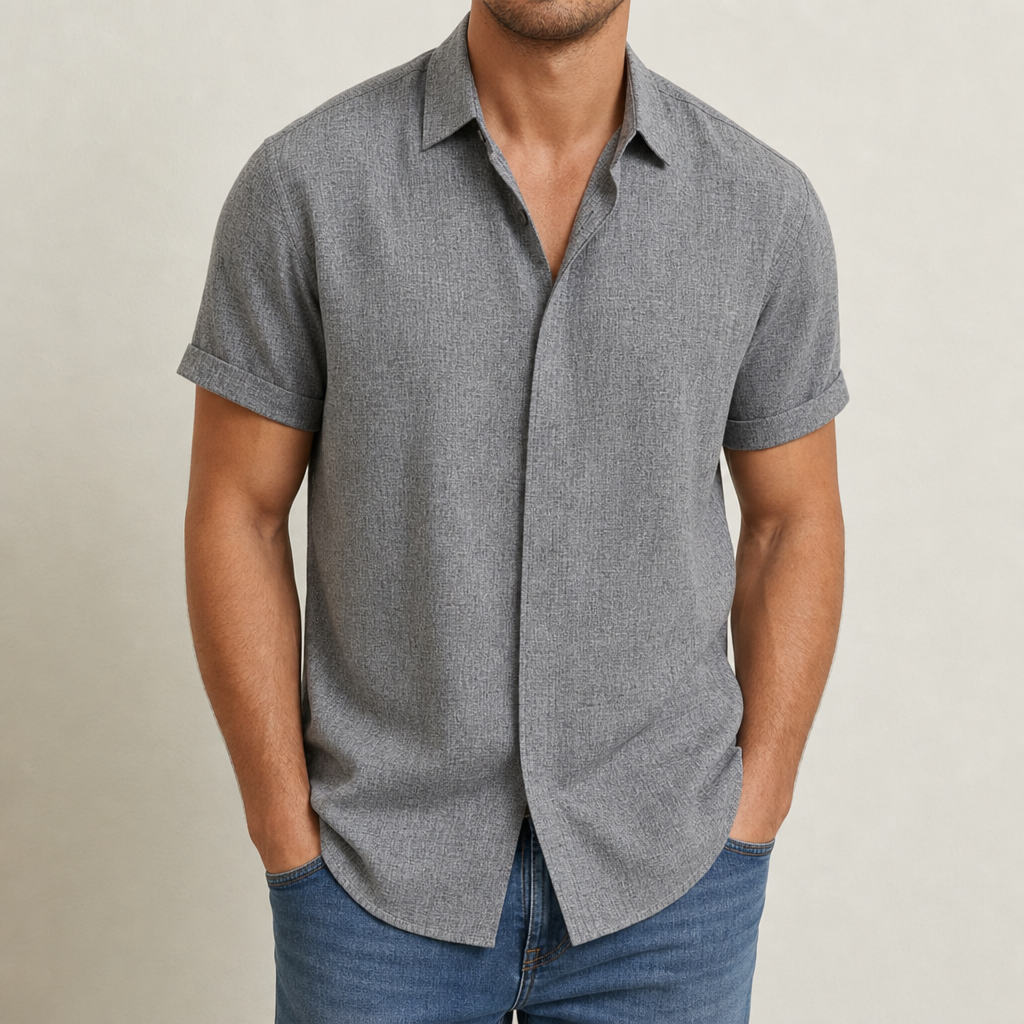 Bilbao Linen Short Sleeve Shirt in Gray
