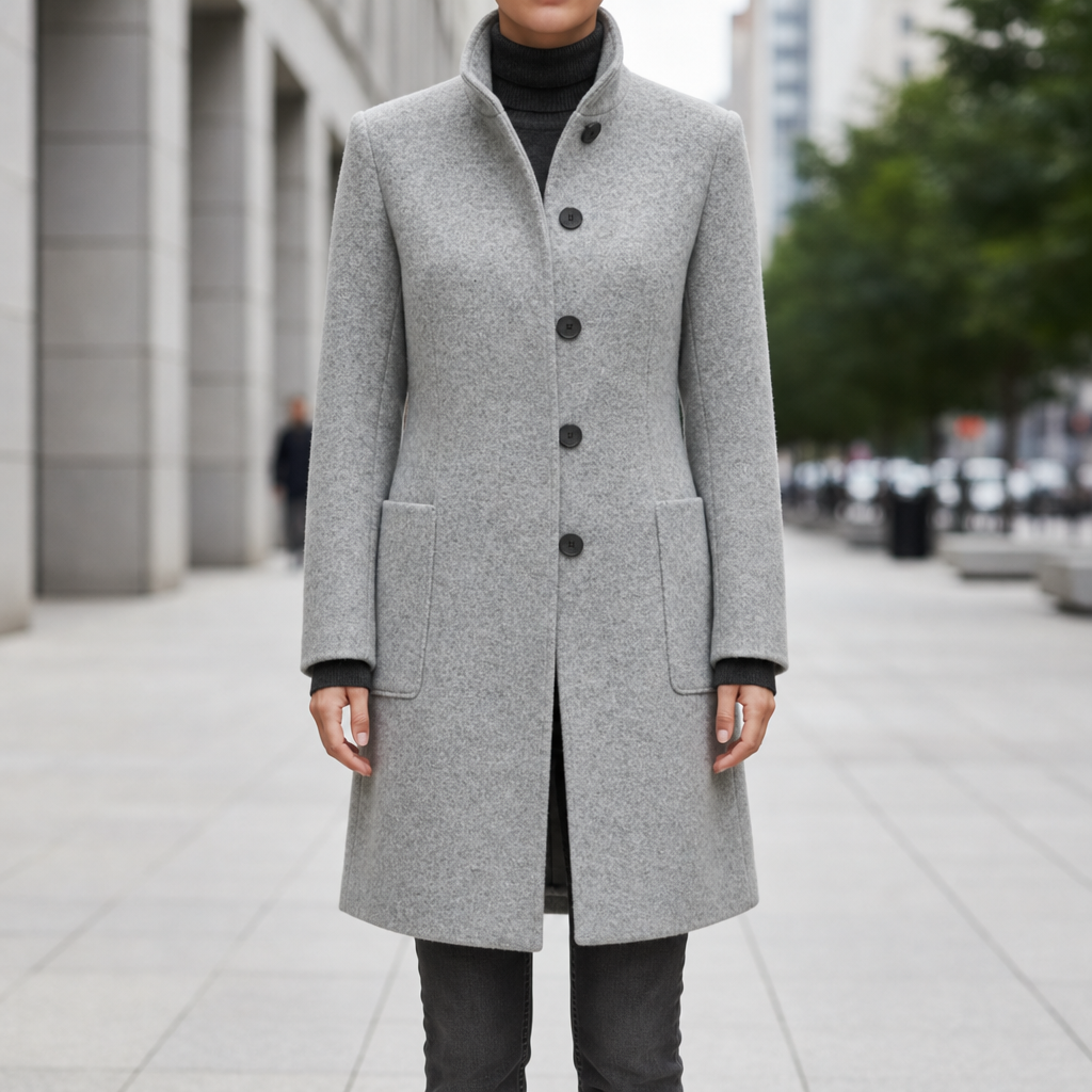 Bandol Grey Wool-Blend Coat in Gray