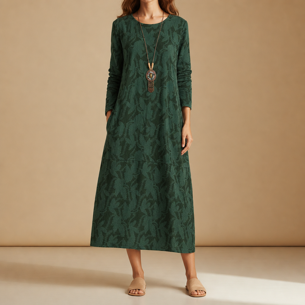 Trogir Printed Midi Dress in Green