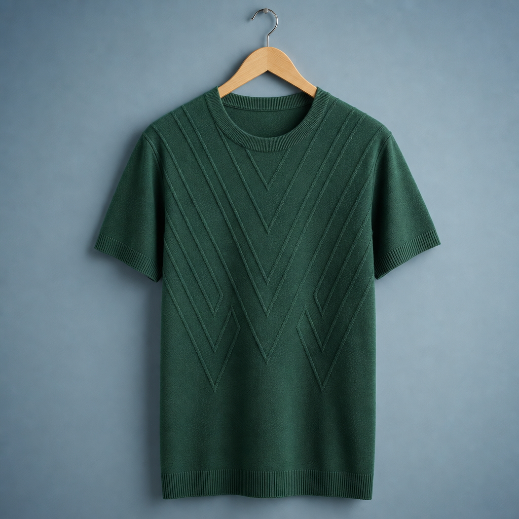 Segovia Geometric Knit Top in Green