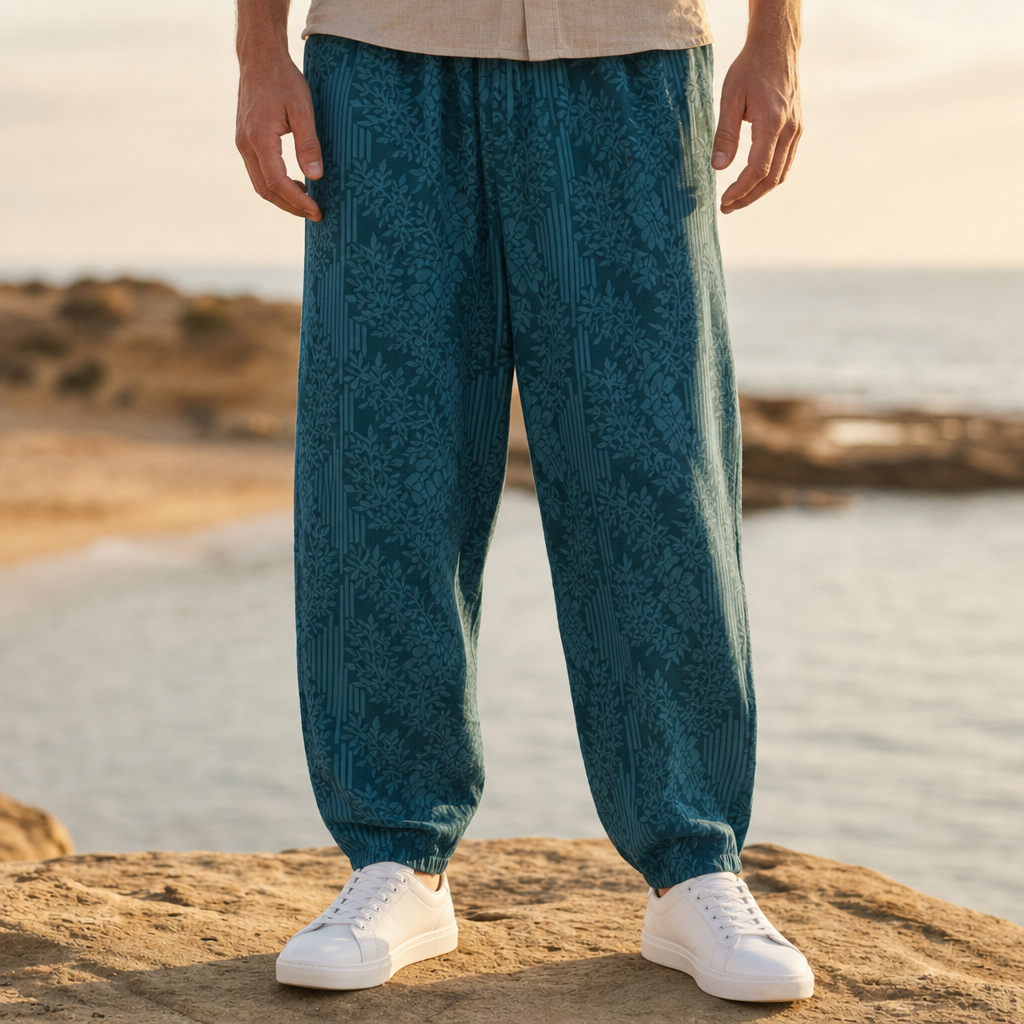 Soller Floral Print Sweatpants in Green