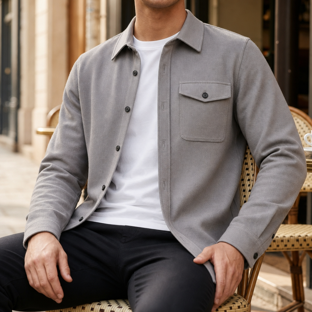 Almeria Relaxed Fit Shirt Jacket in Gray