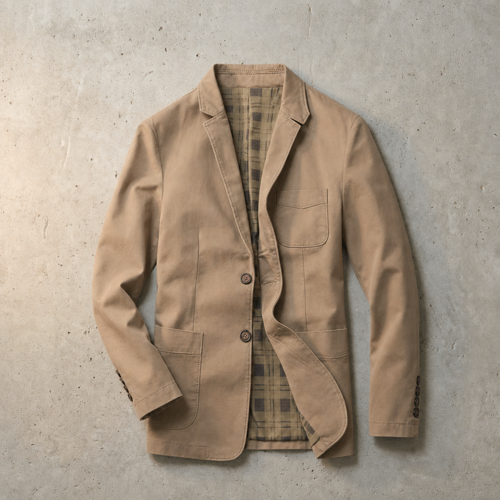 Vence Cotton Twill Blazer in Khaki