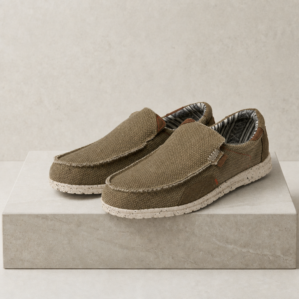 Porto Vecchio Canvas Slip-On Loafers in Khaki