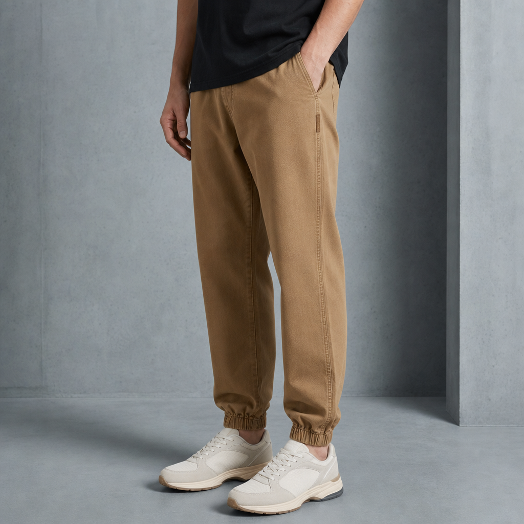 Montepulciano Relaxed Cotton Joggers in Khaki