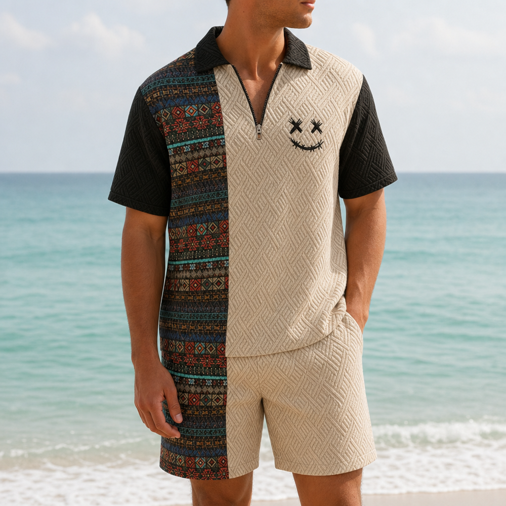 Ubeda Colorblock Polo Co-Ord in Khaki