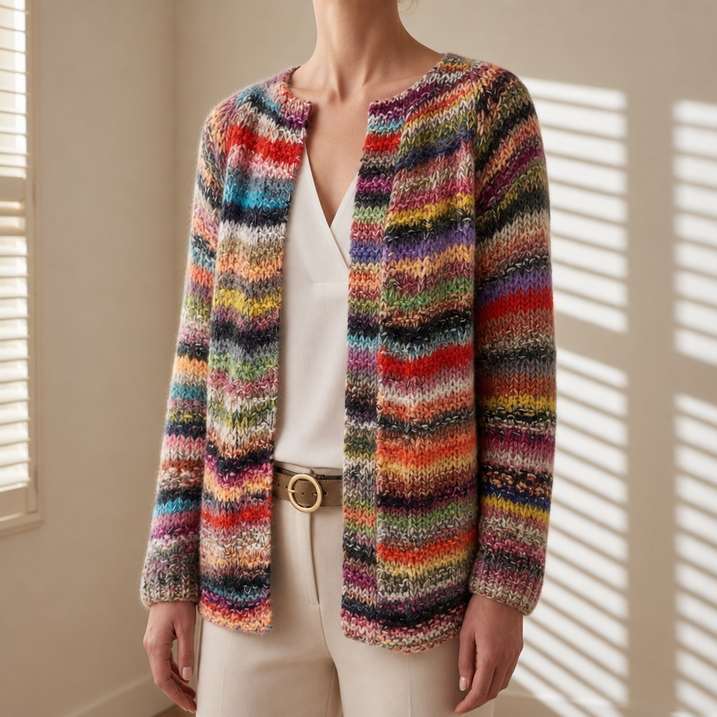 Gythio Colorful Striped Knit Cardigan in Multi