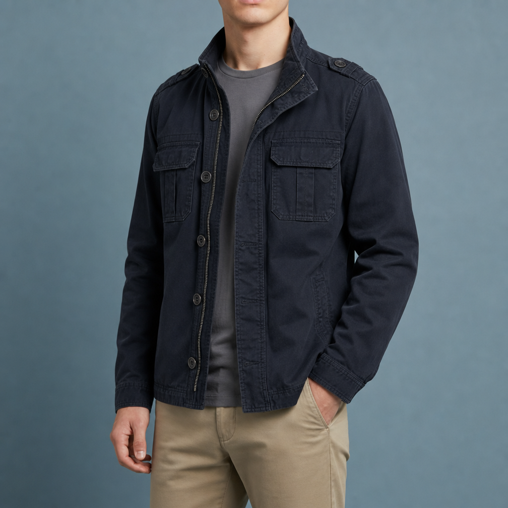 Deia Military Field Jacket in Navy Blue