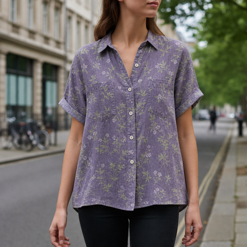 Cascais Floral Vintage Blouse in Purple