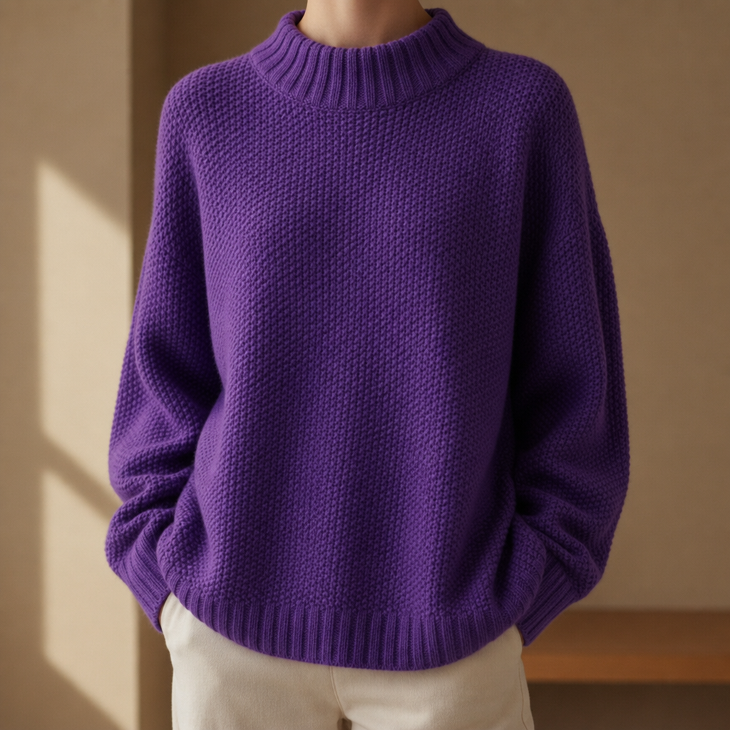 Kefalonia Oversized Mock Neck Sweater in Purple