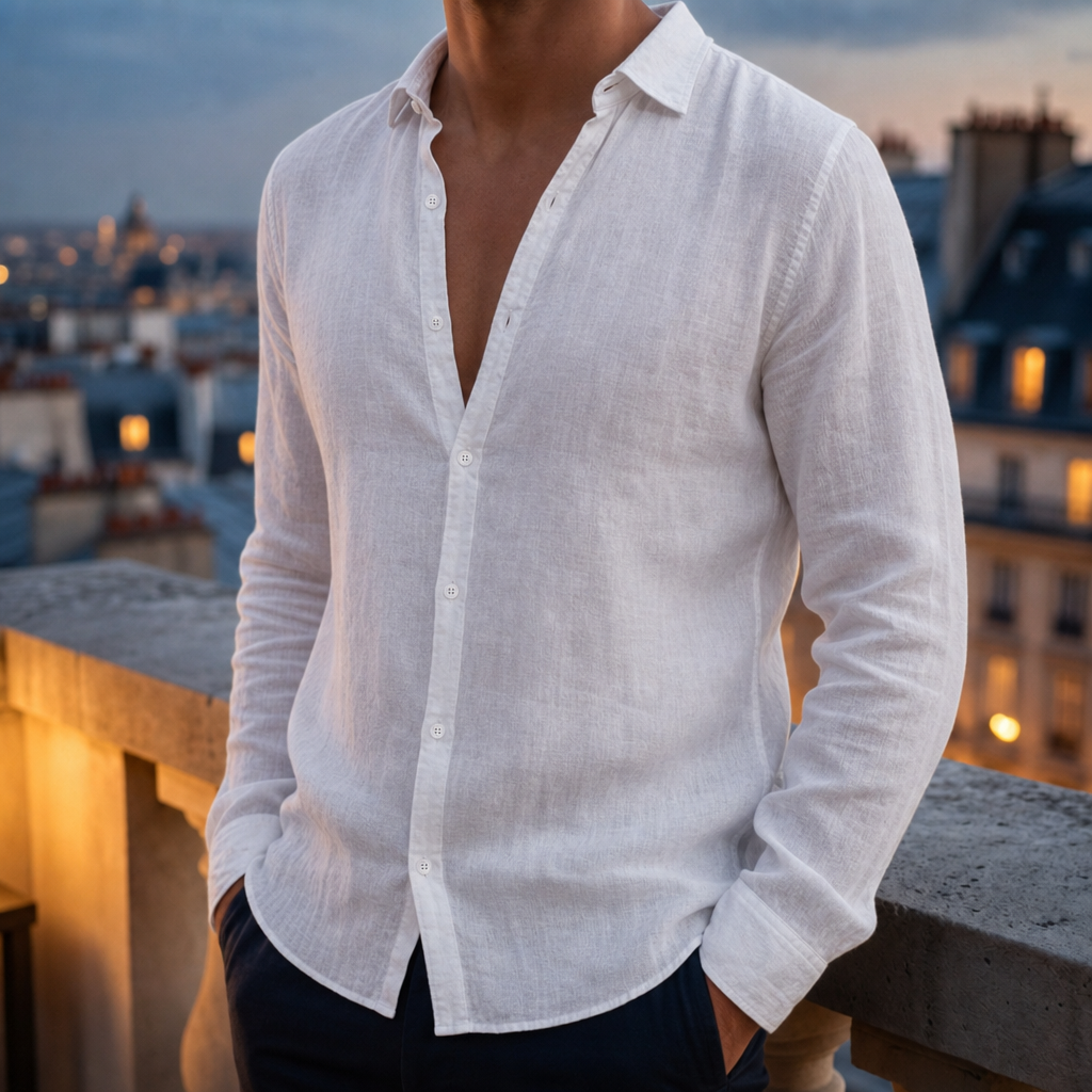 Cordoba Linen Long Sleeve Shirt in White