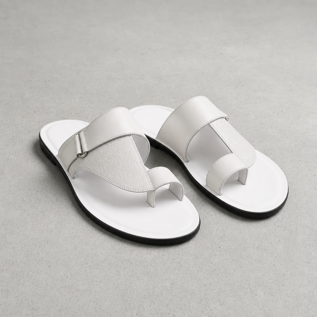 Bolzano Leather Toe-Loop Sandals in White