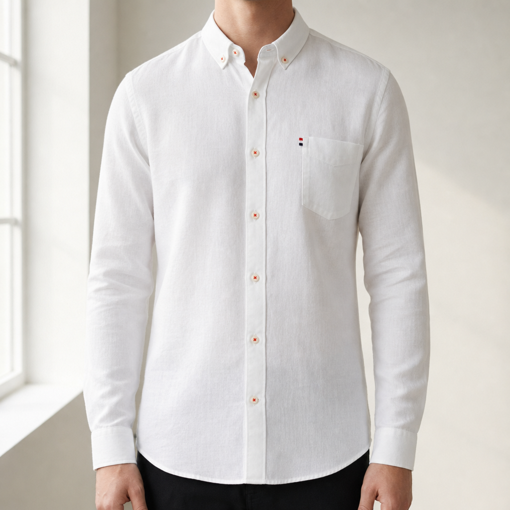 Soller Linen Button-Down Shirt in White