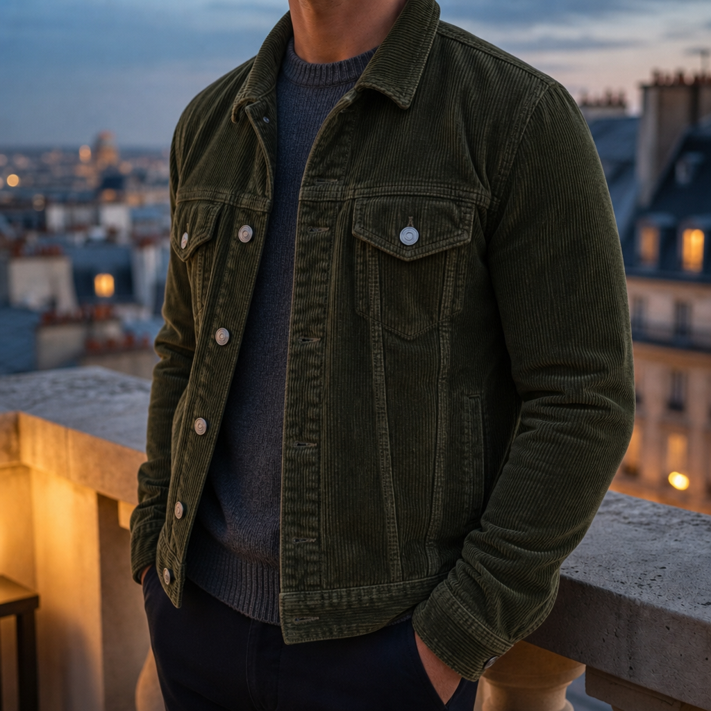 Calpe Corduroy Work Jacket in Olive Green