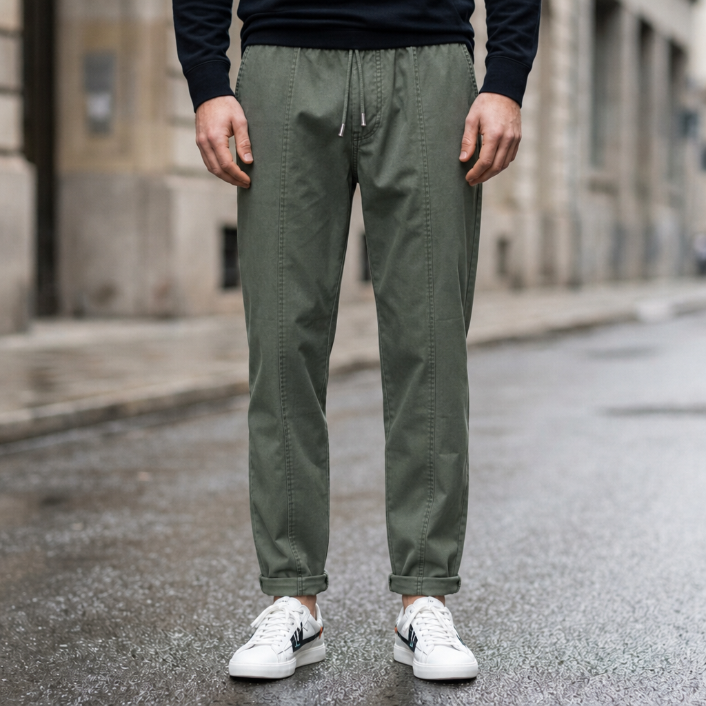 Erice Tapered Drawstring Shorts in Olive Green