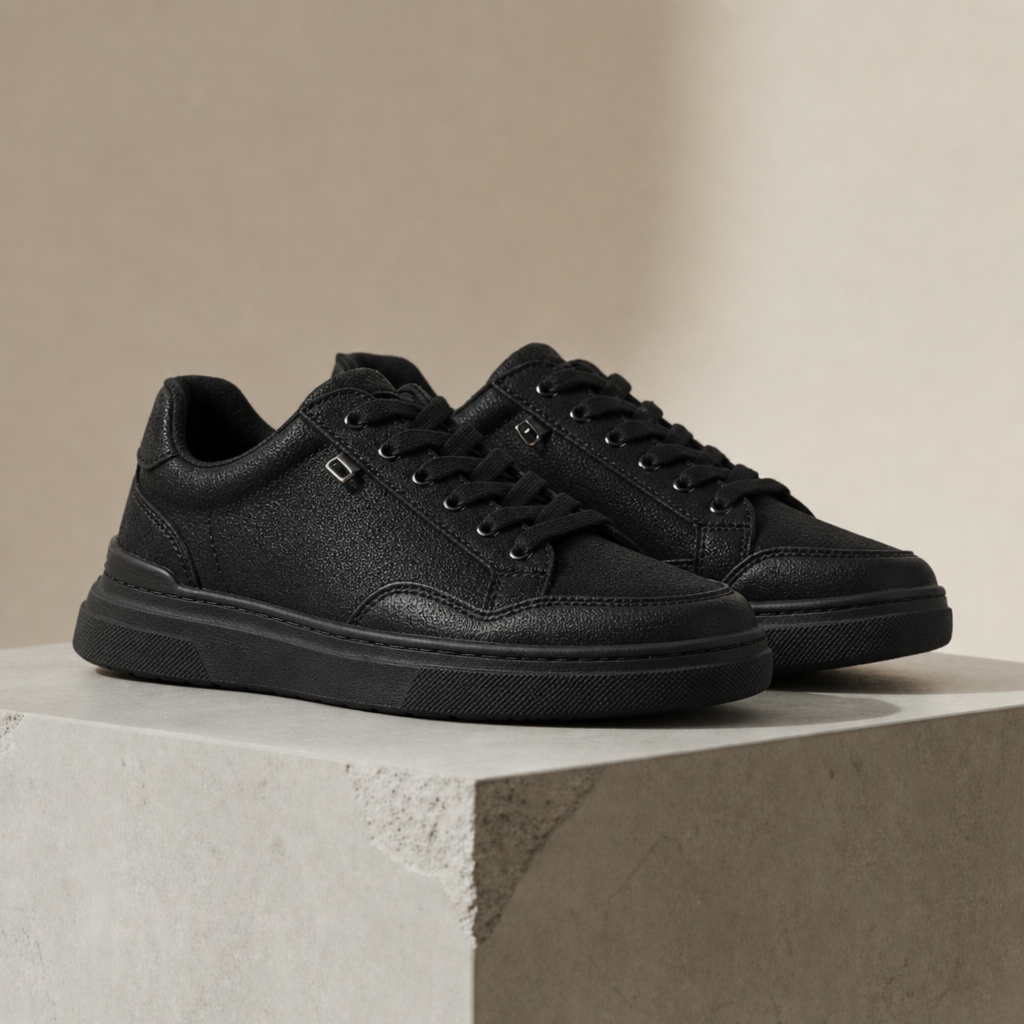 Sibenik White Slip-On Sneakers in Black