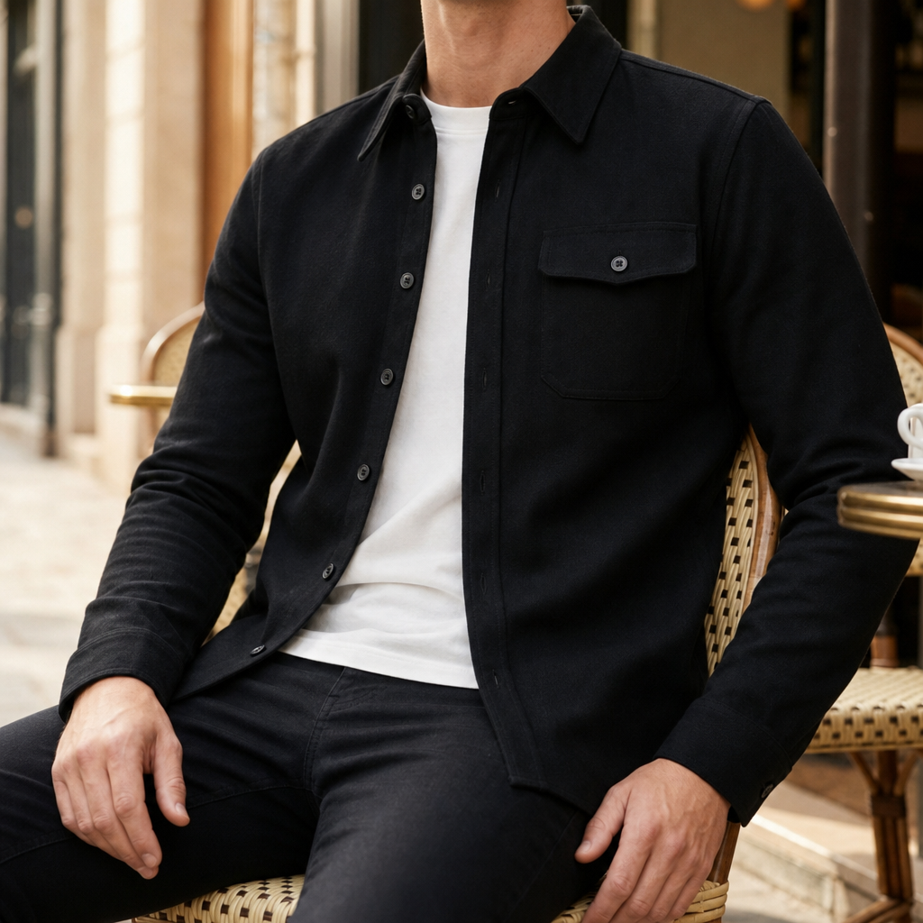 Almeria Relaxed Fit Shirt Jacket in Black