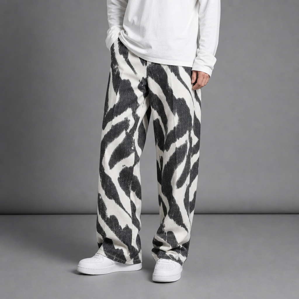 Leros Cloud Print Painter Pants in Black