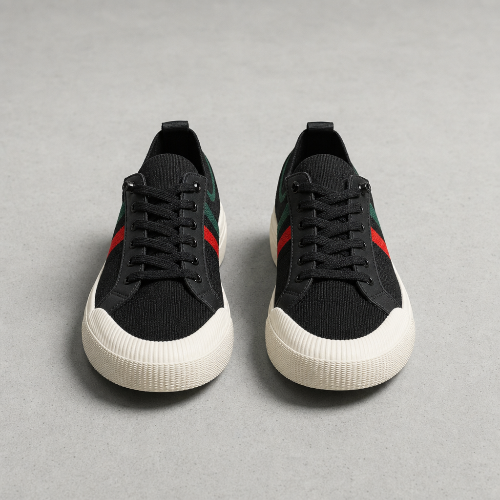 Chania Striped Knit Sneakers in Black
