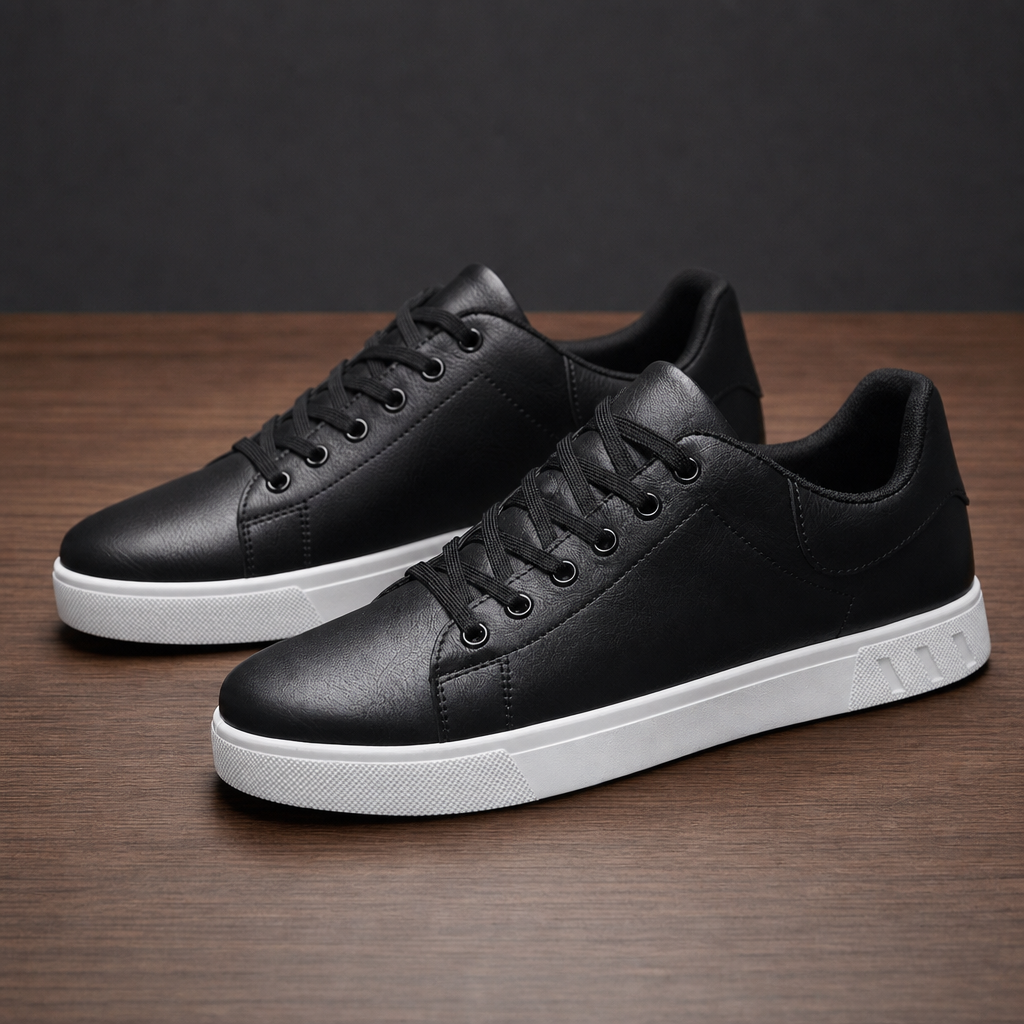 Opatija Leather Casual Sneakers in Black