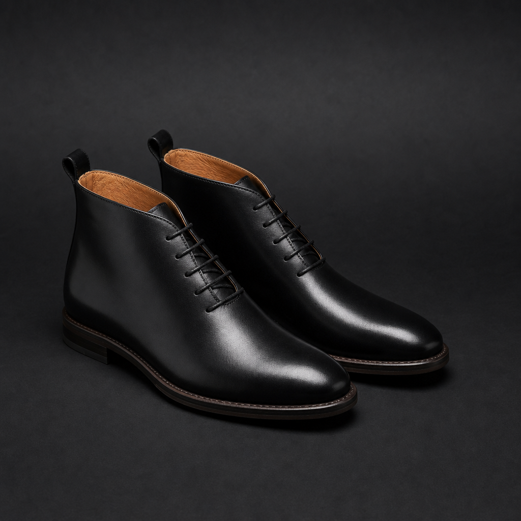 Formentera Leather Chukka Boots in Black