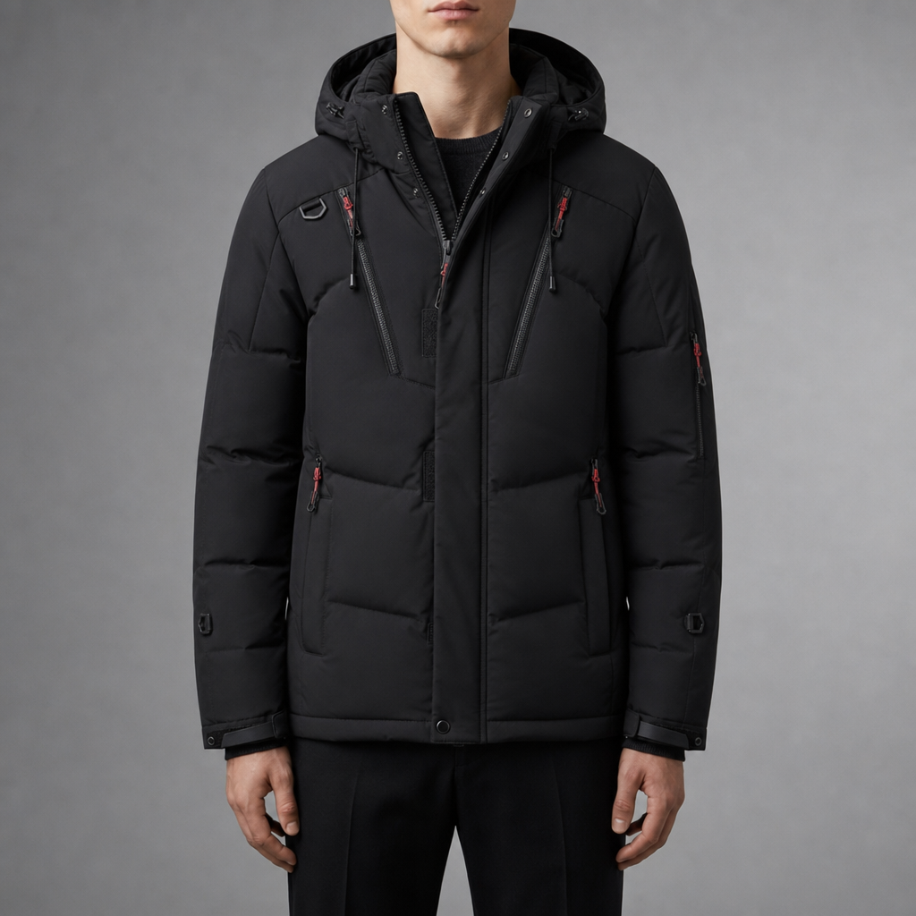 Evora Insulated Hooded Parka in Black