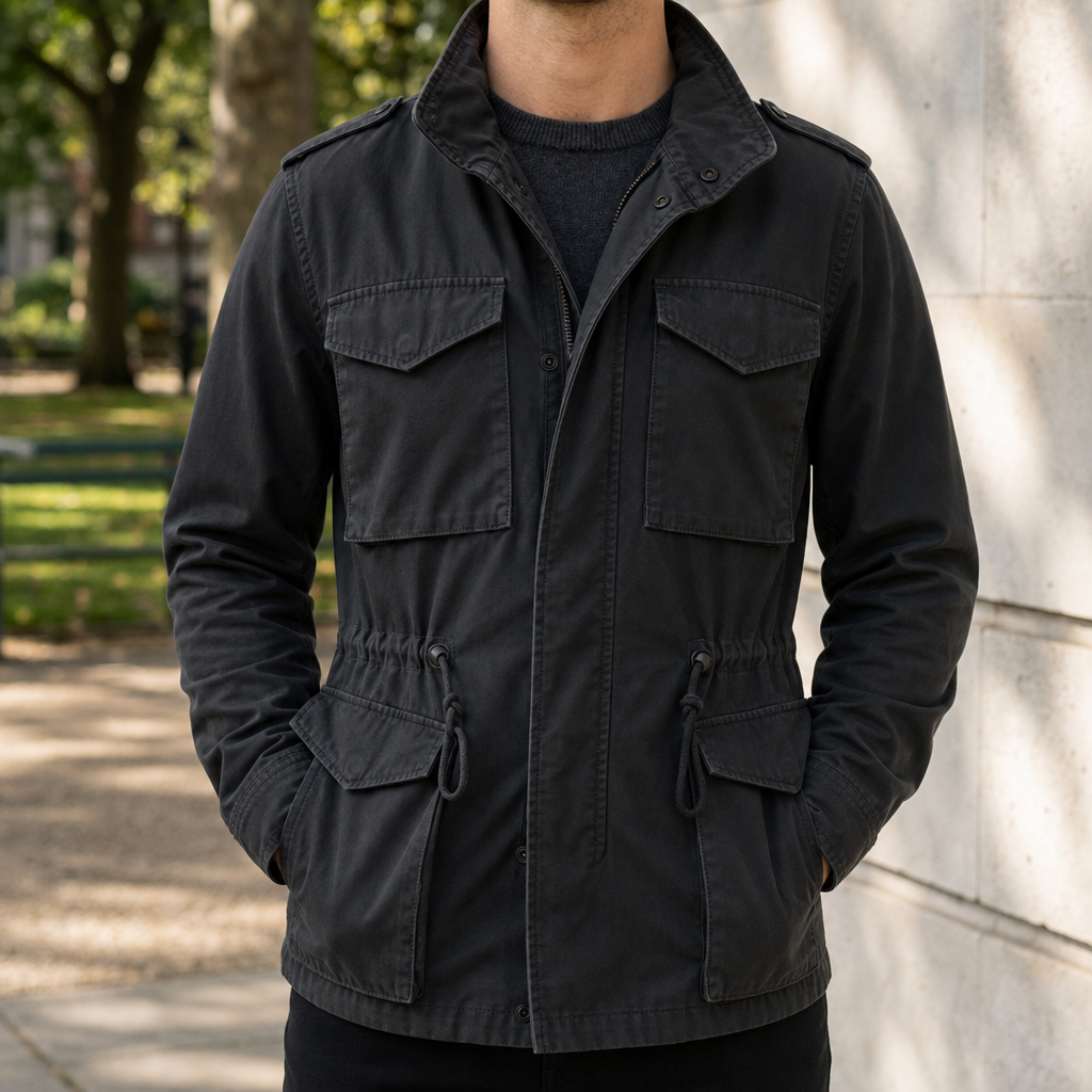 Carvoeiro Military Field Jacket in Black
