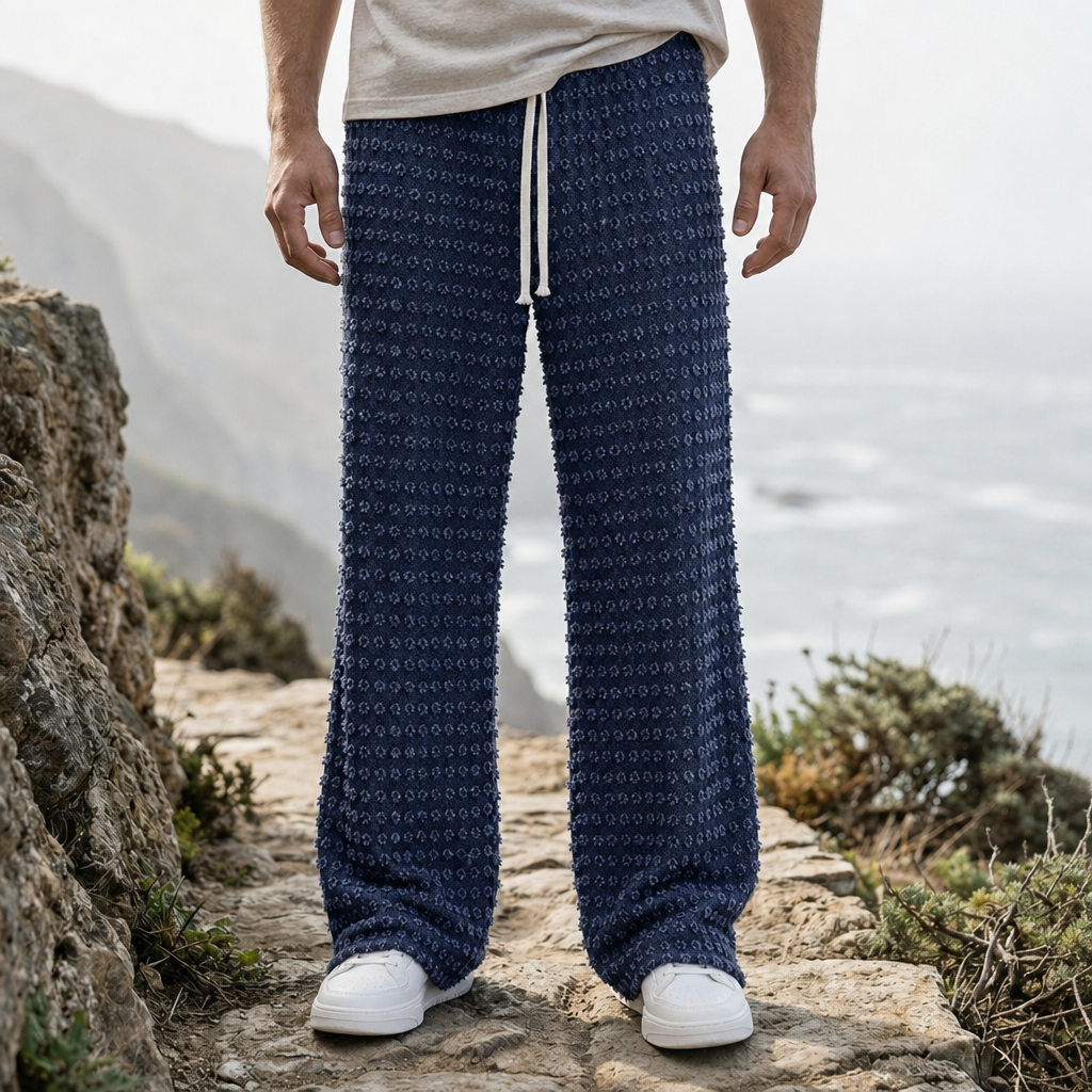 Sperlonga Textured Wide-Leg Pants in Blue