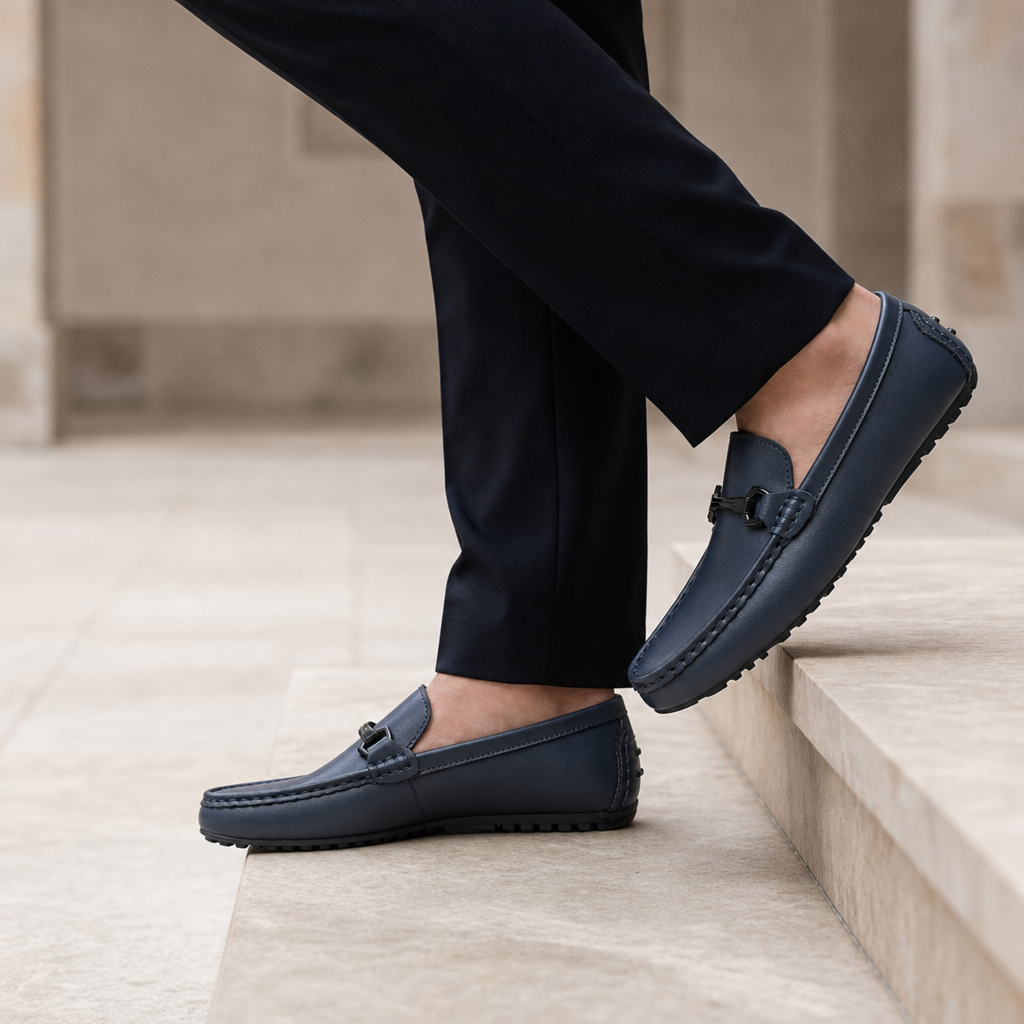 Mantova Leather Bit Loafers in Blue