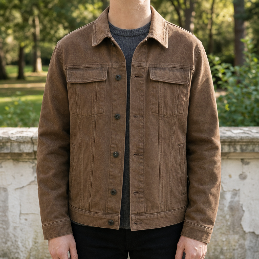 Lourmarin Brown Denim Barn Jacket in Brown