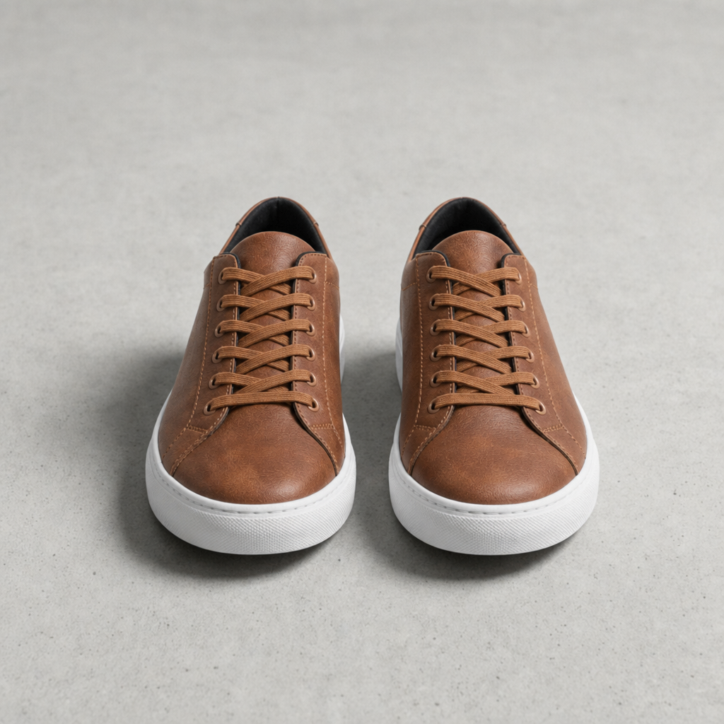 Assisi Black Low-Top Sneakers in Cognac