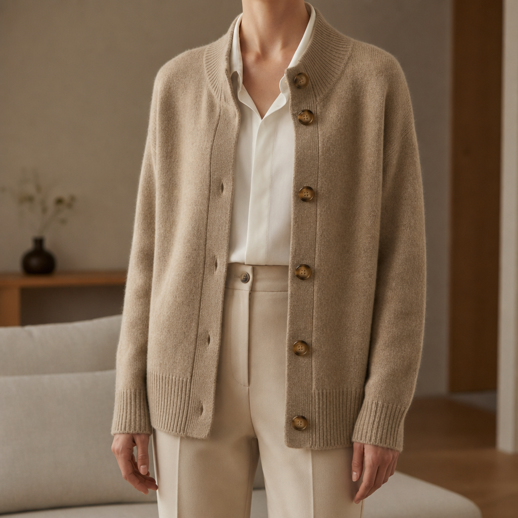 Antibes Cashmere Knit Cardigan in Khaki
