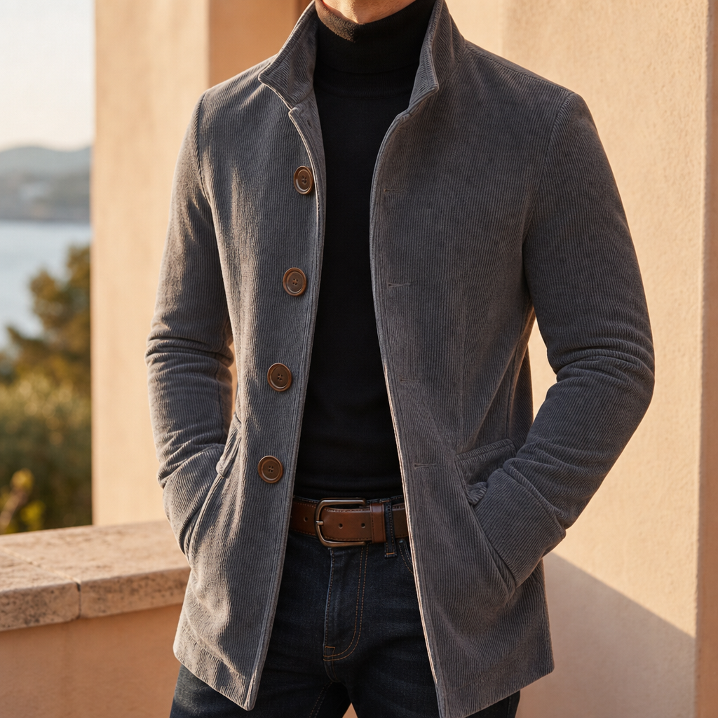 Apt Slim Notch Lapel Overcoat in Gray