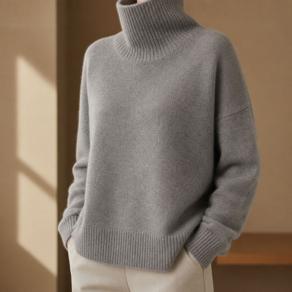 Ravello Oversized Turtleneck Sweater - HELIX TEST DELETE in Gray