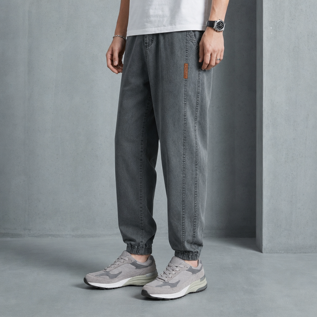 Montepulciano Relaxed Cotton Joggers in Gray